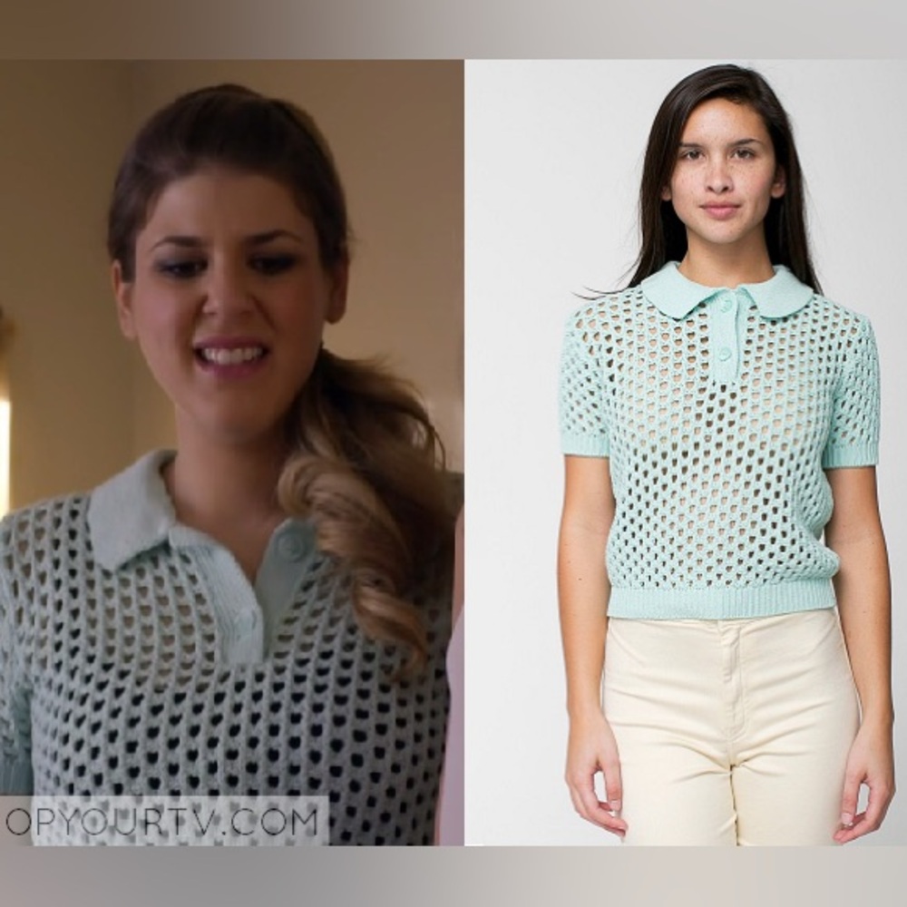 Amer­i­can Ap­par­el Open Knit Crotchet Ten­nis Shirt Size Small